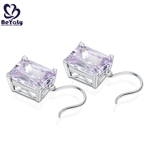 Brilliant women's big zircon industrial silver earring jewelry