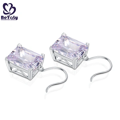 Brilliant women's big zircon industrial silver earring jewelry