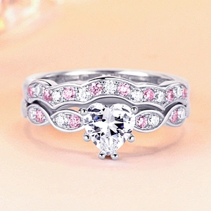 Heart Stackable Ring, 925 Sterling Silver Wave Ring Ocean Wave Band Ring