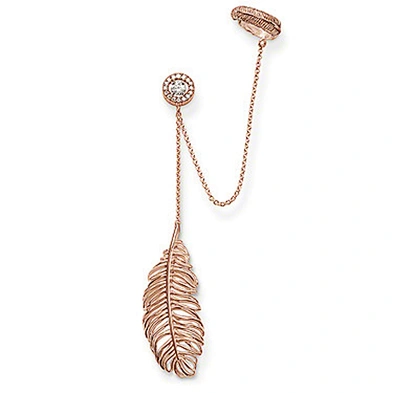 Charming rose gold plating feather silver colombian earings