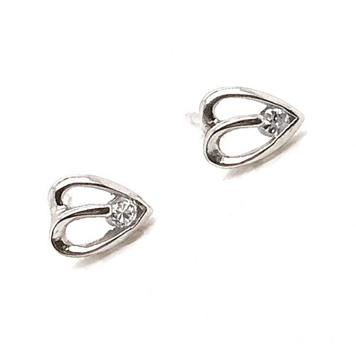 Girl's Pure Small 925 Silver Earings Stud Heart Shaped Hollow