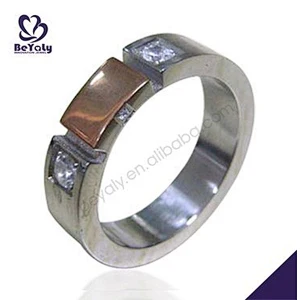 Elegant silver 316l stainless steel personalized cz ring man