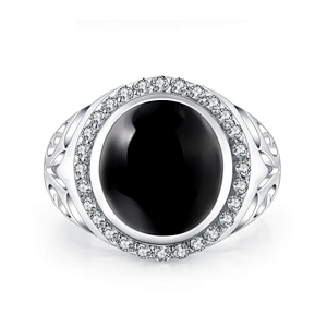 Black agate ring 25 year anniversary bijuterias ring