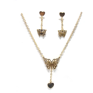 Trendy cross christian brass stylish 18k gold jewelry set