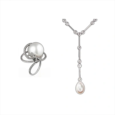 Fashion simple pearl necklace silver bridal jewellery sets