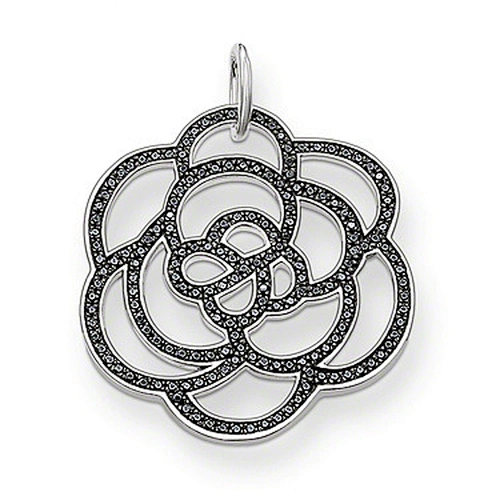 Black flower engraved silver pearl pendant designs gold