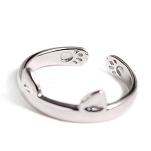 Simple open cat jewelry pussy ring set for women