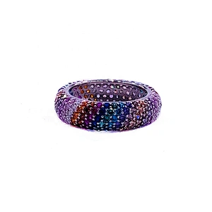 Ingenious Female Lovely Full Filled 14 Colors Stone Silver Wedding Ring