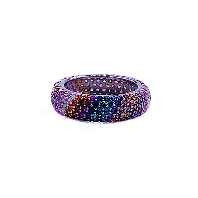 Ingenious Female Lovely Full Filled 14 Colors Stone Silver Wedding Ring