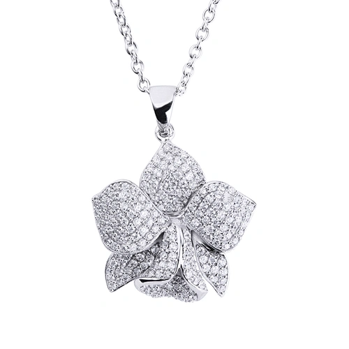 Mold free 200 cz silver enamel flower charm