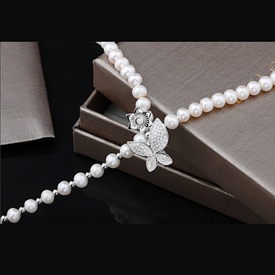 Fashion custom silver women beads chain choker necklace pearl pearls jewelry