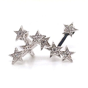 Shiny star cz design silver 925 logo studded cute earrings