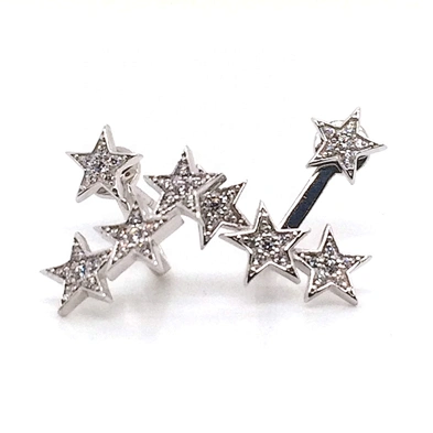 Shiny star cz design silver 925 logo studded cute earrings