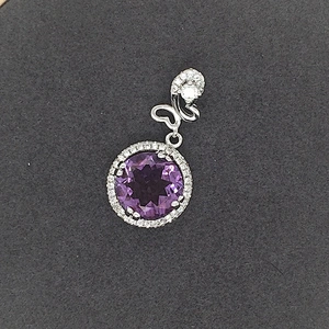 Engravable Silver Round Charms Pendant Wholesale, Purple Turquoise Jewelry Crystal Glass Locket Round Pendant