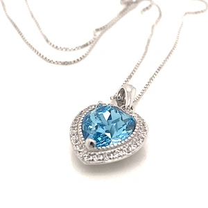 Birth Month Gemstone Necklace, Heart Necklace Silver 925 Sterling