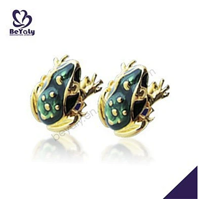 Green Frog Shape Wholesale Lasering Metal Cufflinks
