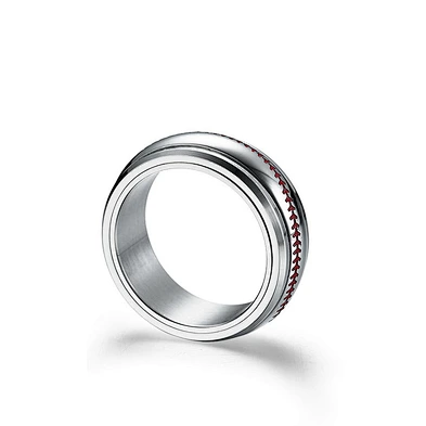 Unisex group sports stainless steel baseball ring silver color customized jewelry