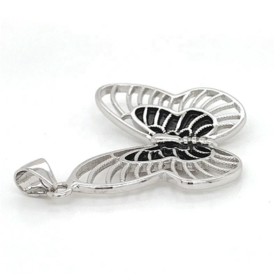 925 Sterling Silver Cz Charm Pendant, White Gold Butterfly Crystal Beads Necklace Pendant, Diamond Butterfly Necklace
