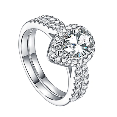 925 Sterling Silver Gemstone Stackable Eye Shaped Zircon Ring Women's