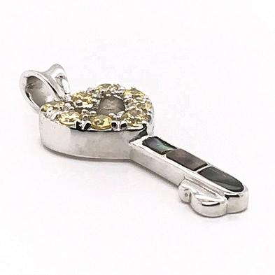 Delicate Hollow Design Cz Heart Design Shell Key Silver Custom Charm Pendant