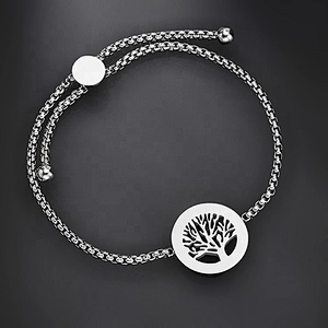 Stainless steel pull adjustable aromatherapy tree of life bracelet