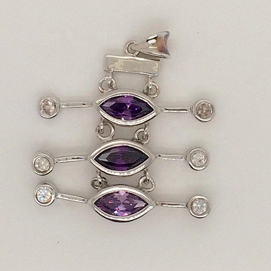 Elegant High Quality Silver Bezel Purple Gemstone Insect Natural Design Pendant