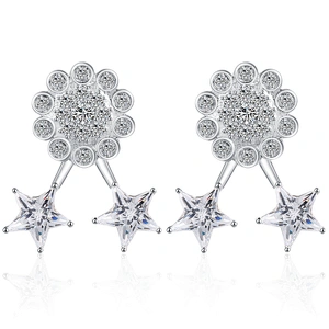 Pentagram star design cz flower tragus piercing jewelry earring