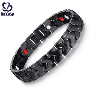 Fashion Custom Fitness Magnetic Stainless Steel Germanium Bead Bracelet Men