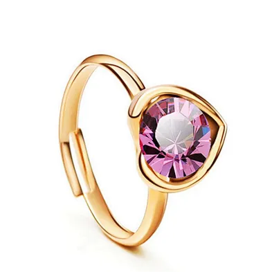 Diamond finger heart shaped gold ring design for girl