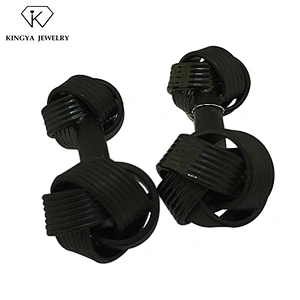 Wholesale black enamel cheap knot cufflink