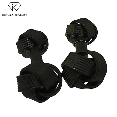 Wholesale black enamel cheap knot cufflink