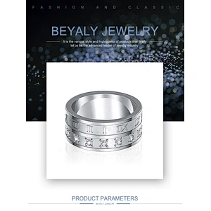 Mirror polished cz stainless steel band boys finger rings