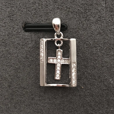 Religious Cross Jewelry, Sterling Silver Diamond Cross Pendant Necklace Womens, White Gold Plated Crystal Cross Pendant
