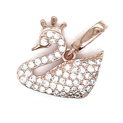 Rose Gold Swan Necklace Pendant, Custom Design 18K Rose Gold Cz Swan Necklace Charm Jewelry