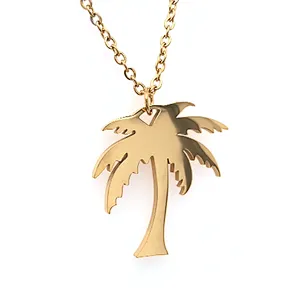 Fashion Jewelry 2020 Gold Plating Stainless Steel Palm Tree Necklace
