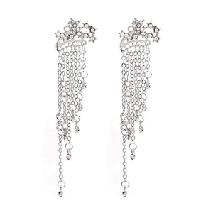 Alloy amethyst charm front back macrame earrings