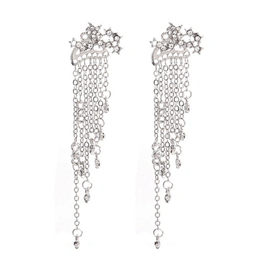 Alloy amethyst charm front back macrame earrings