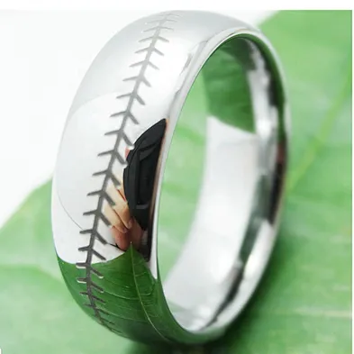 Custom Black Or Blue Baseball Ring, Inscribed Oem Tungsten Steel Ring