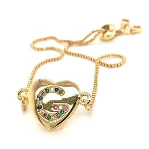 The new 26 letters pull adjustable bracelet, heart color zircon bracelet hot style female