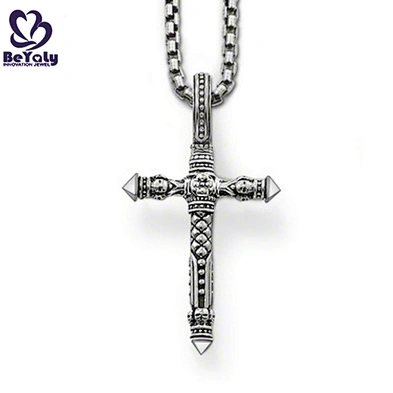 Black rosary cross design silver vintage jewelry