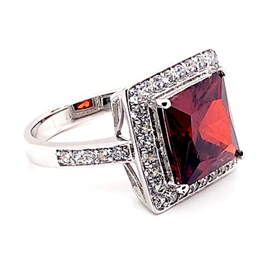 Pave Setting Cz Silver Natural Genius Red Topaz Ring For Men