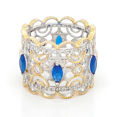 Fine jewelry cubic zircon full pave setting rhodium and gold plated ring
