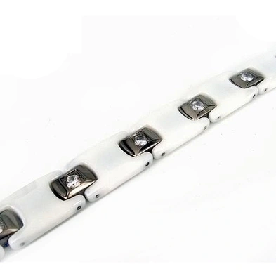 Cheap stainless steel white ceramic beads bracelet