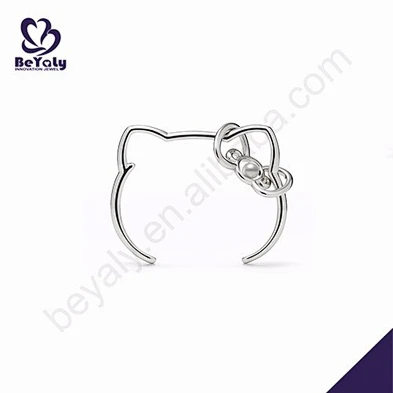 Shiny cat shape design wholesale silver satin cord bracelet