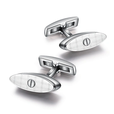 Olive shape black enamel mesh design souvenir cufflink