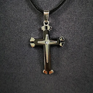 Hot style devil's eye hexagram black leather rope punk necklace