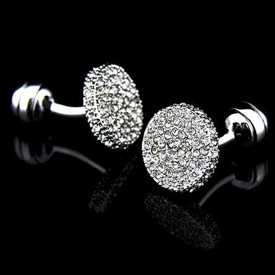 Round shape luxury silver artificial diamond cufflinks
