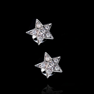 Boutique moon and star design cz clip 925 silver earrings