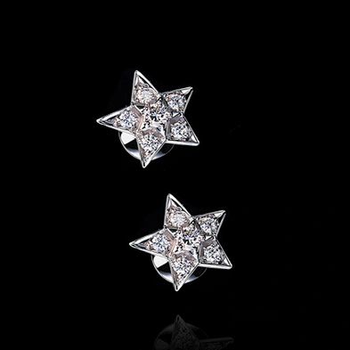Boutique moon and star design cz clip 925 silver earrings