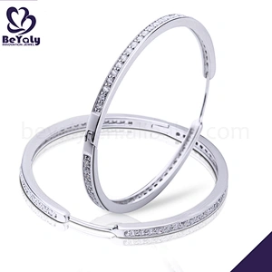 Elegant cz sterling silver ring type earrings